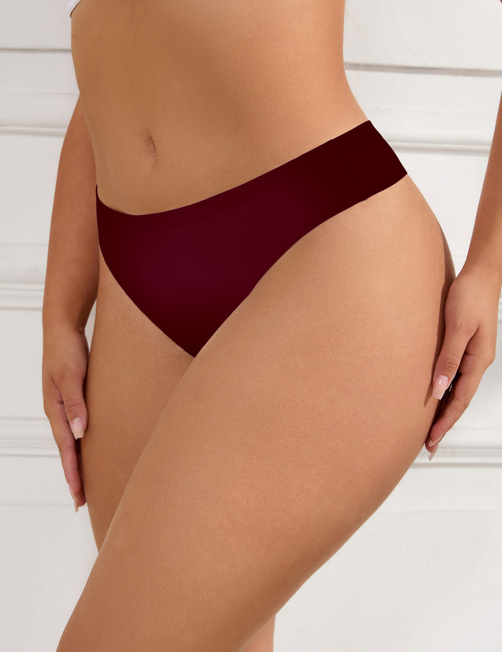 Burgundy Sexy High Elastic Low Waist Seamless Panty