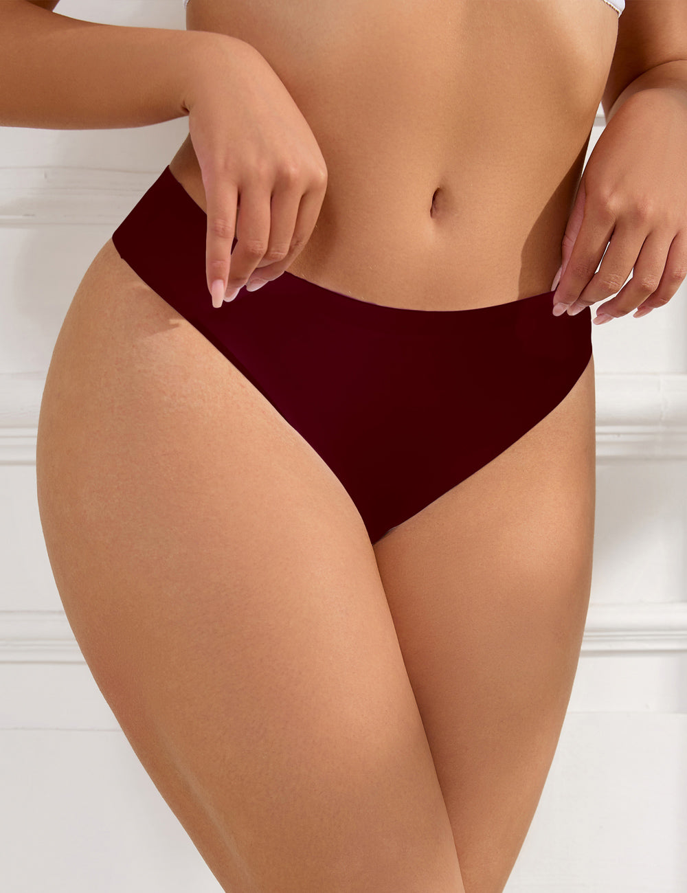 Burgundy Sexy High Elastic Low Waist Seamless Panty