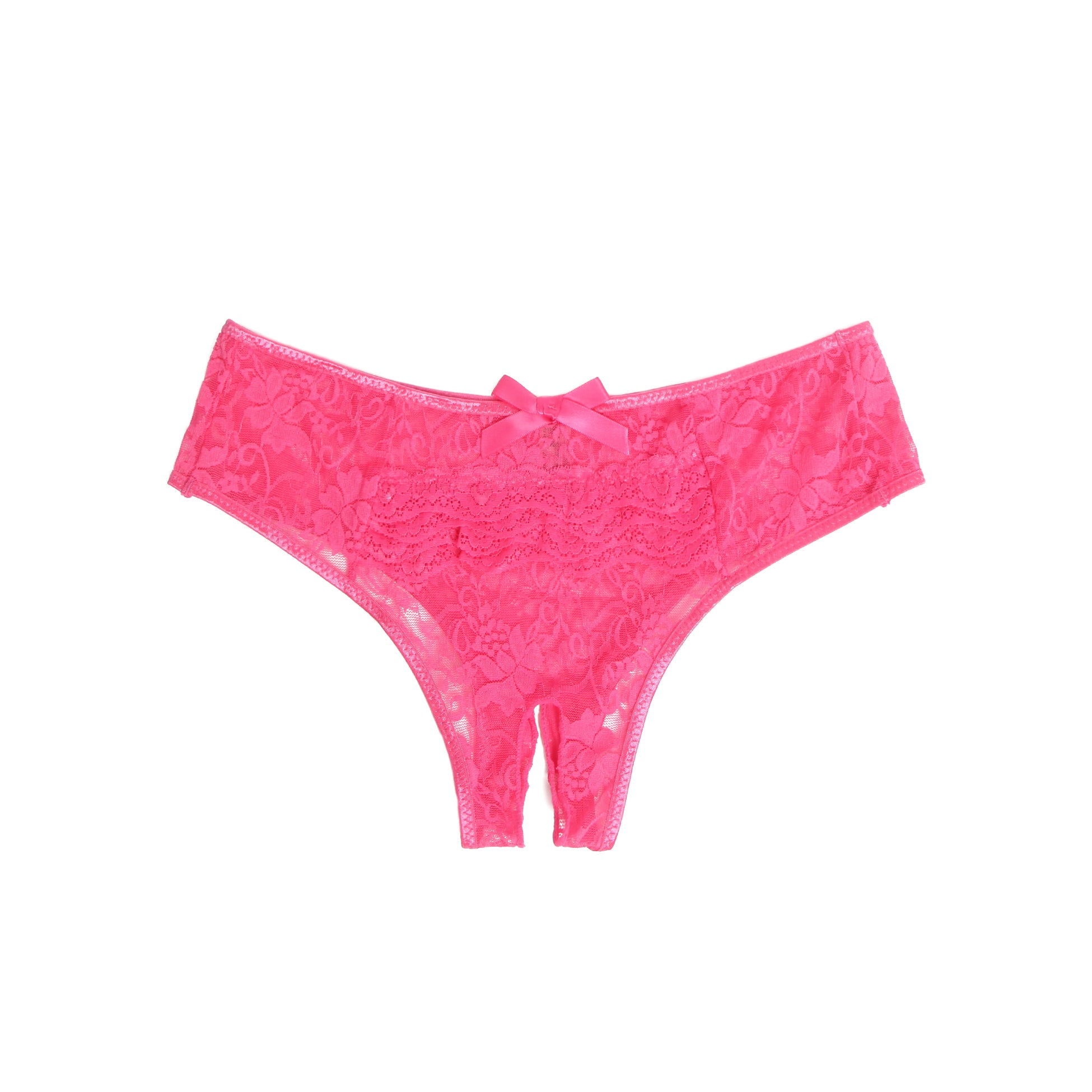 Pink Sexy Lace Crotchless Panty