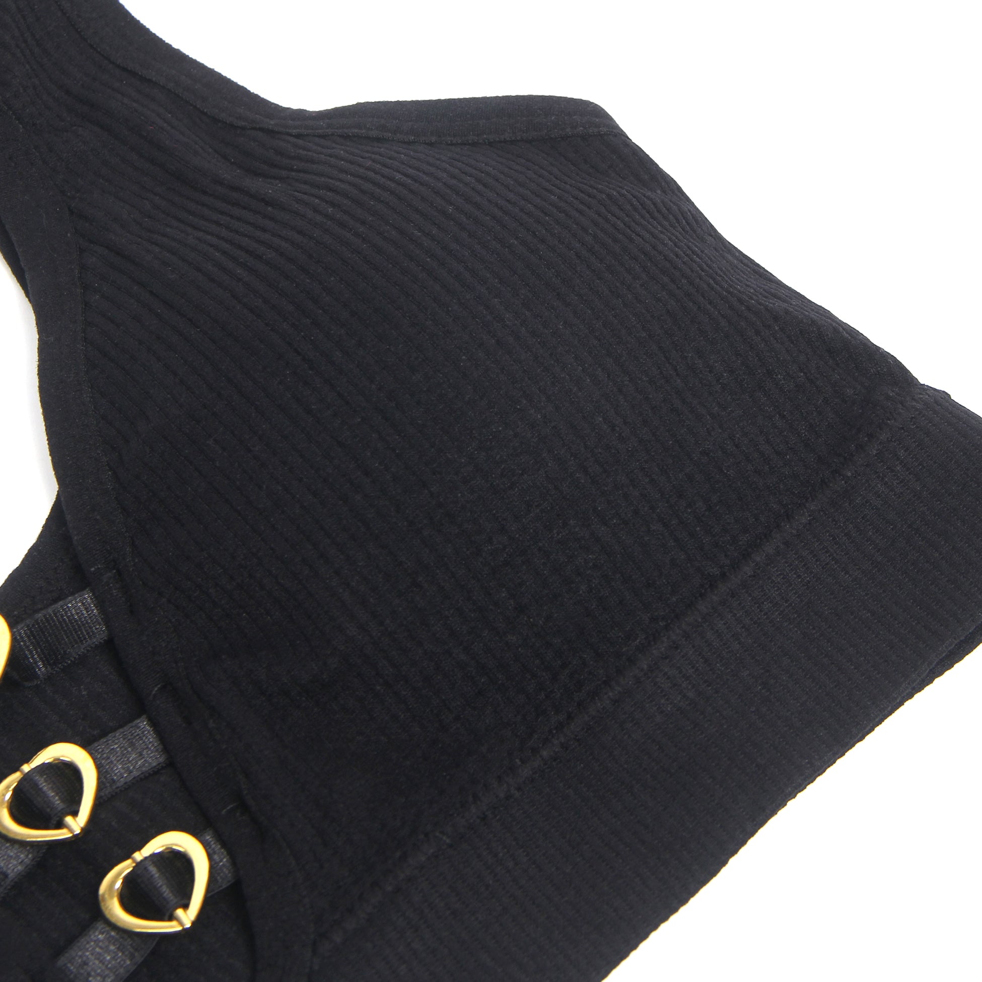Black Sexy Hollow Heart Buckles Knitted Seamless Bra Set