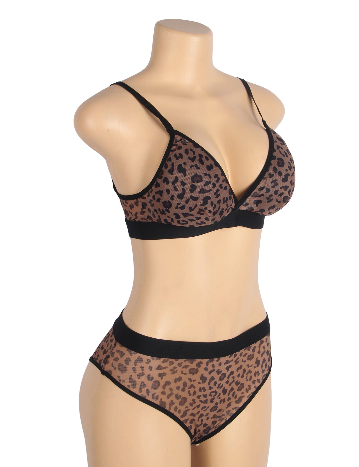 Sexy Leopard Print Mesh Bra Set