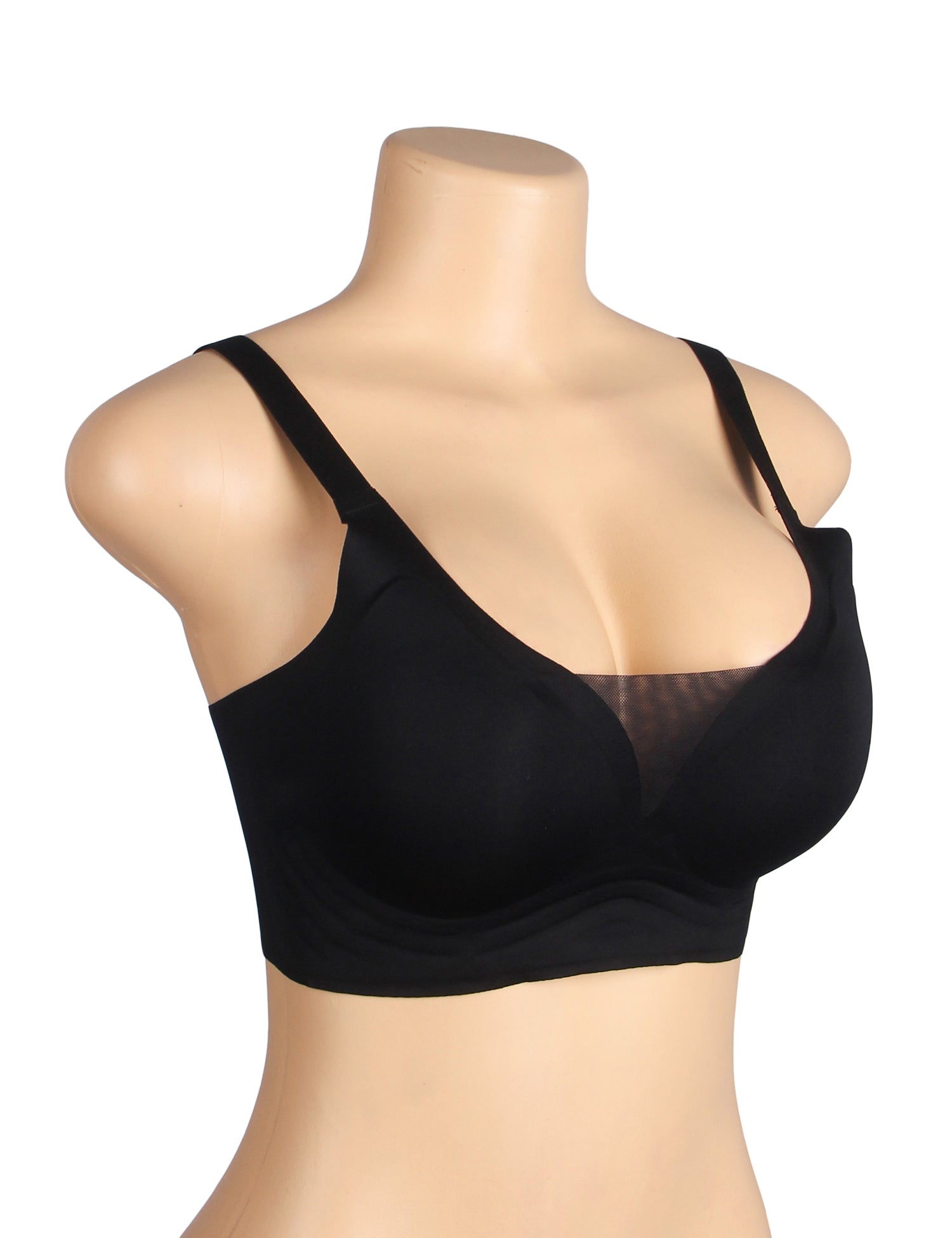 Black Sexy Swim Cloth Mesh Jelly Strips Soft Support Seamless Bra