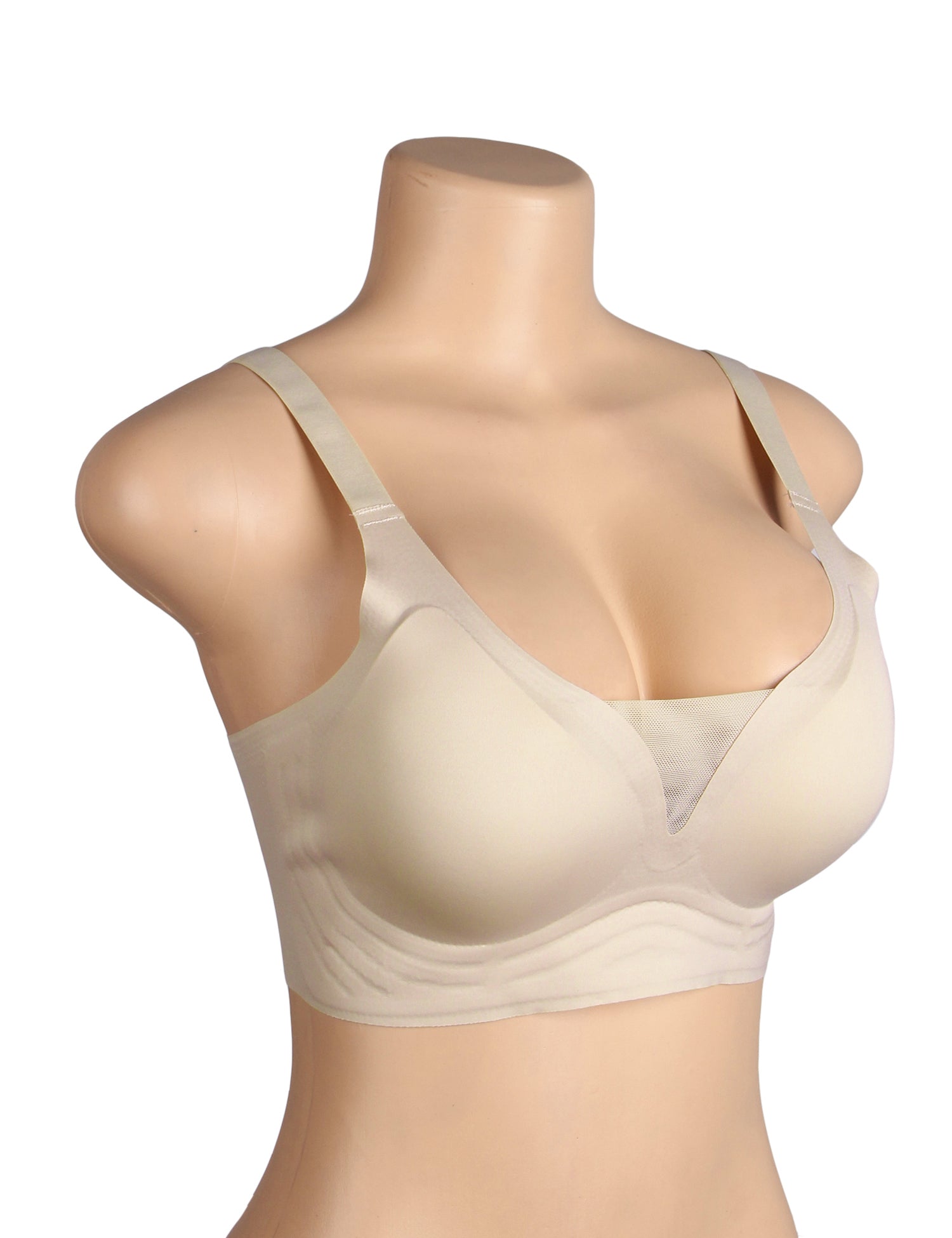 Nude Sexy Swim Cloth Mesh Jelly Strips Soft Support Seamless Bra