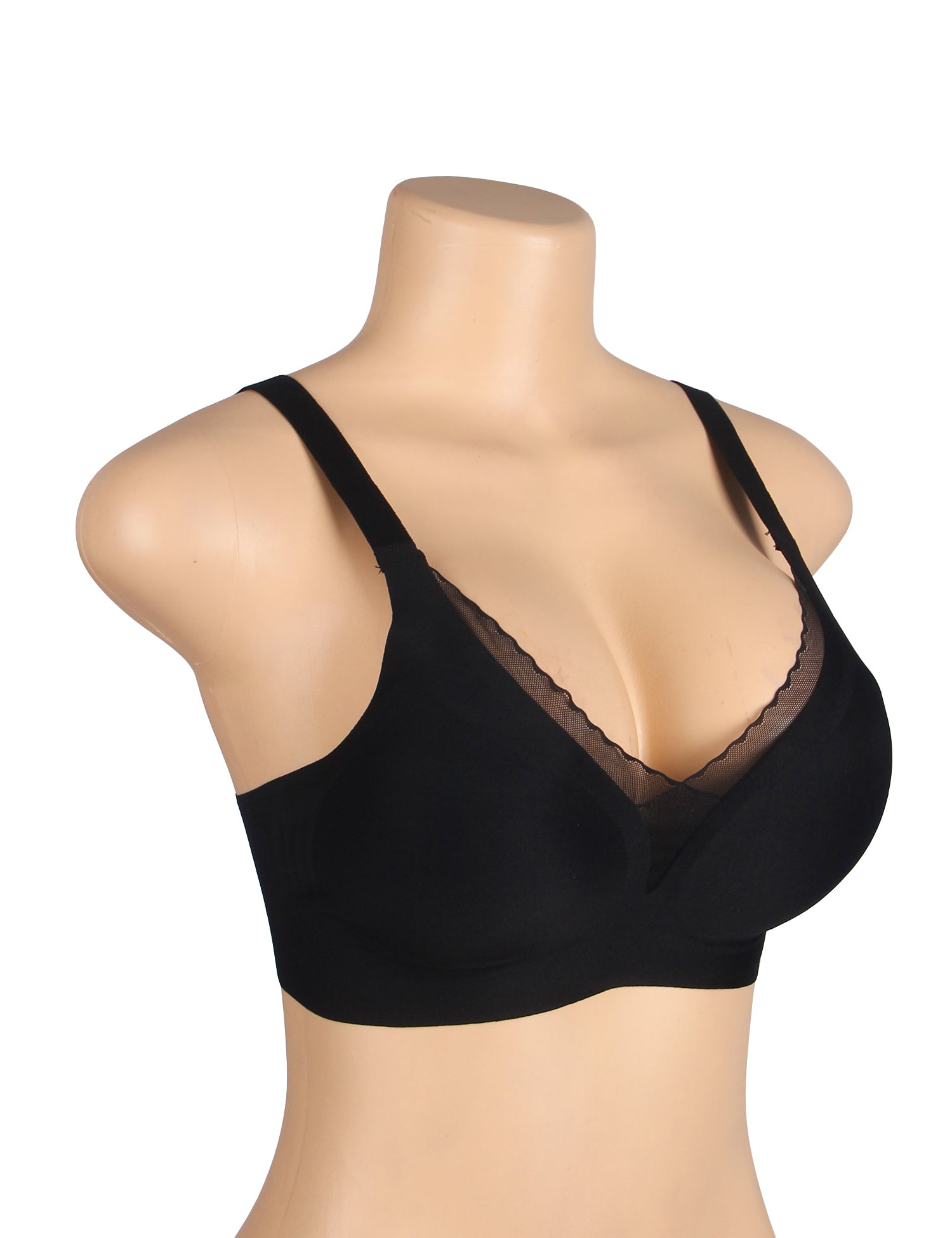 Black Sexy Swim Cloth Cross Mesh Jelly Strips Soft Support Seamless Bra