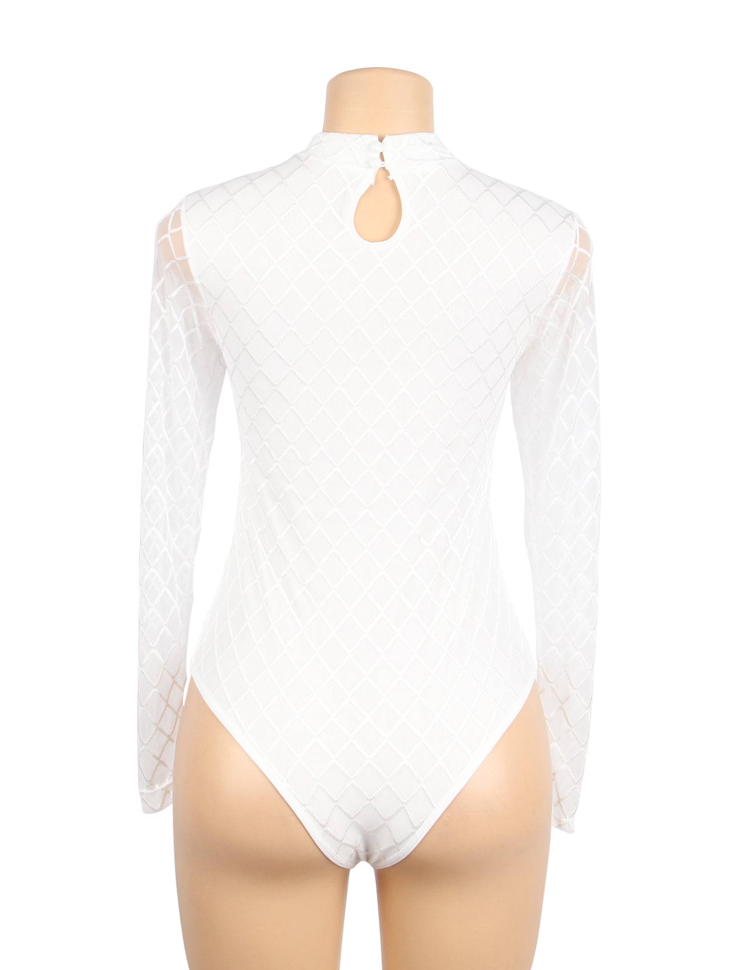 White High Neck Mesh Minimalist Bodysuit