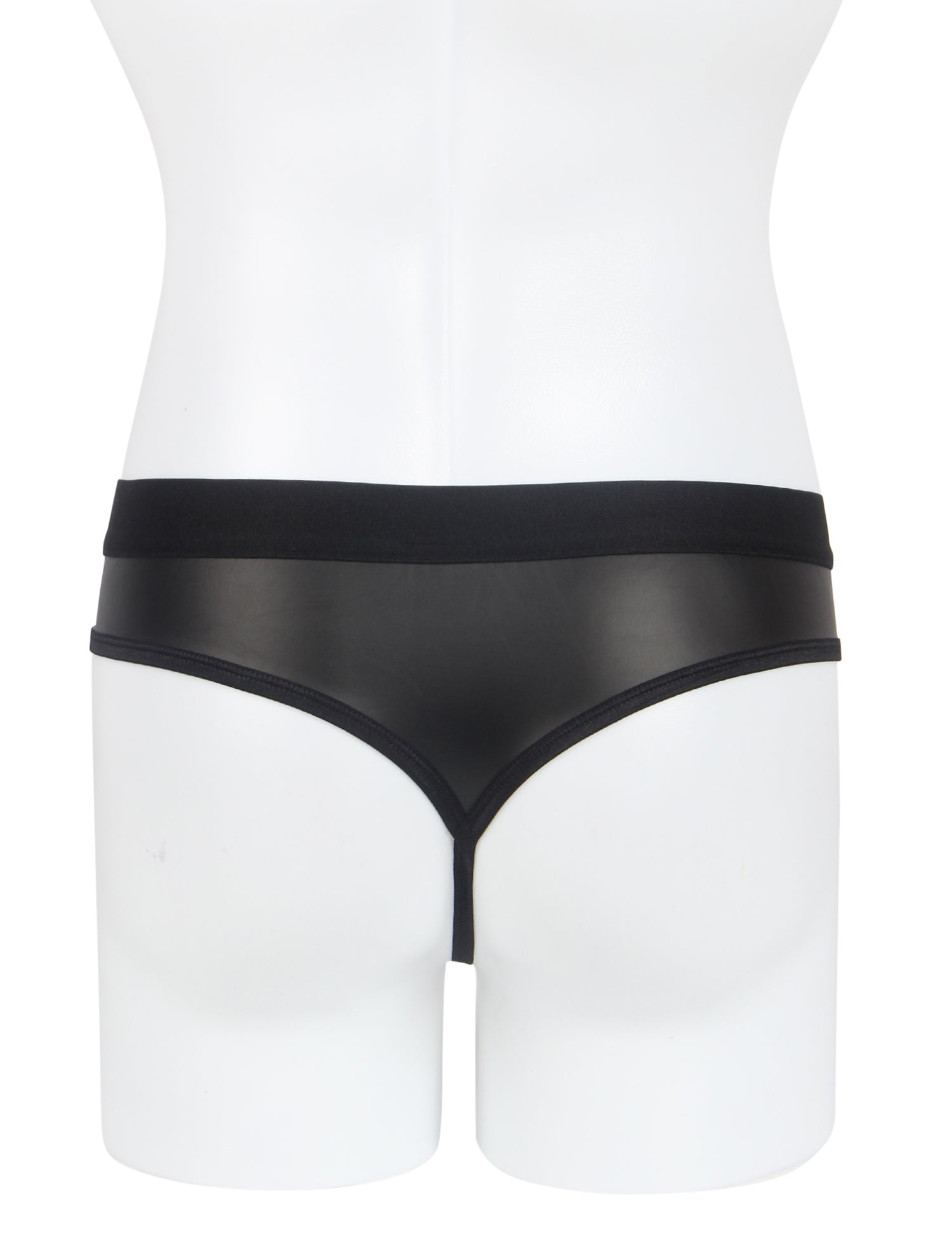 Black Sexy PU Leather Hollow Out Men Underwear