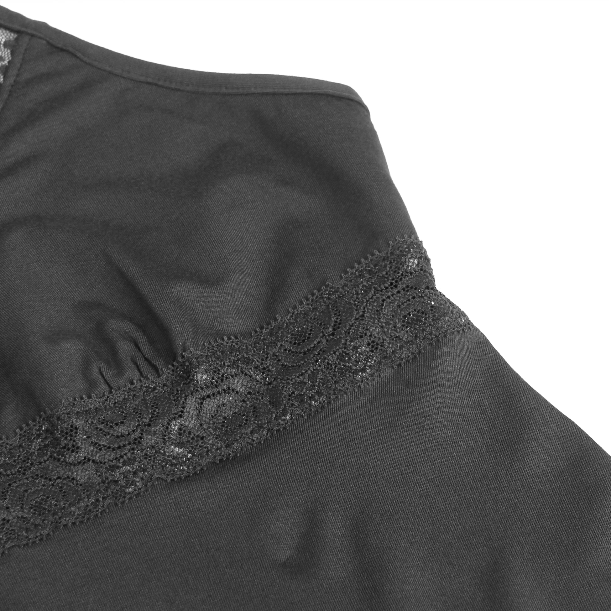 Black Sexy Modal Lace Deep V Neck Suspender Nightdress