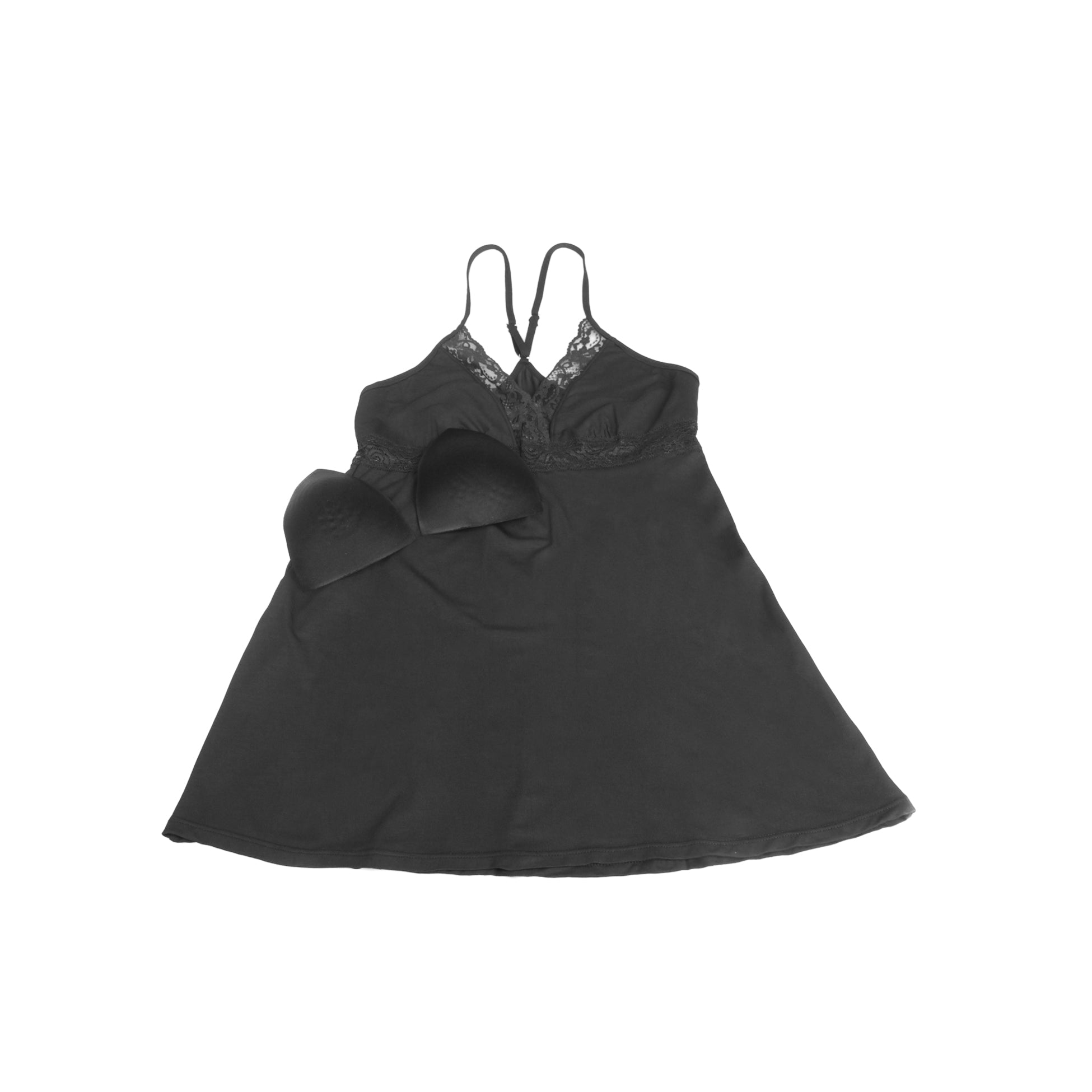 Black Sexy Modal Lace Deep V Neck Suspender Nightdress