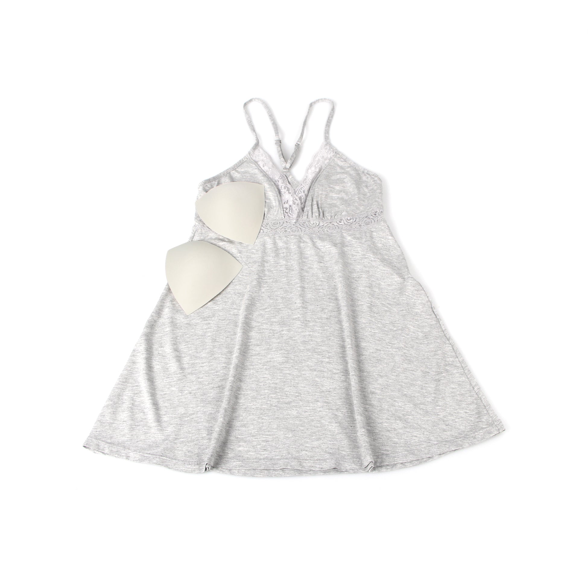 Gray Sexy Modal Lace Deep V Neck Suspender Nightdress
