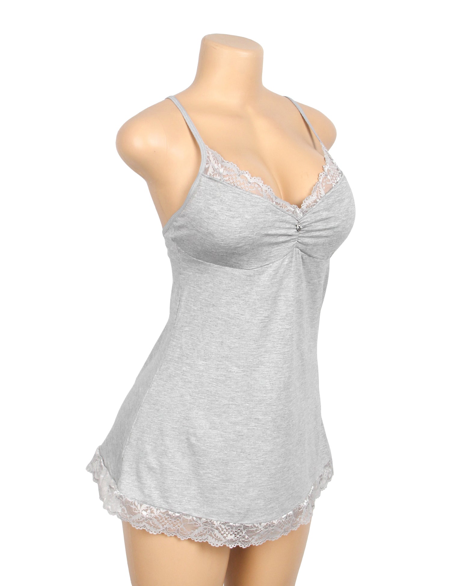 Gray Sexy Modal Lace Suspender Nightwear