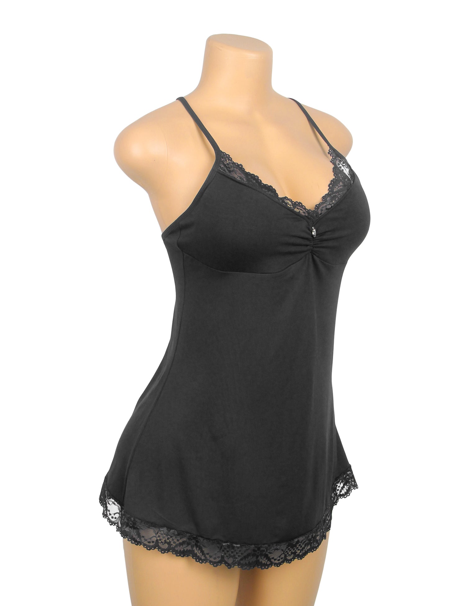 Black Sexy Modal Lace Suspender Nightwear
