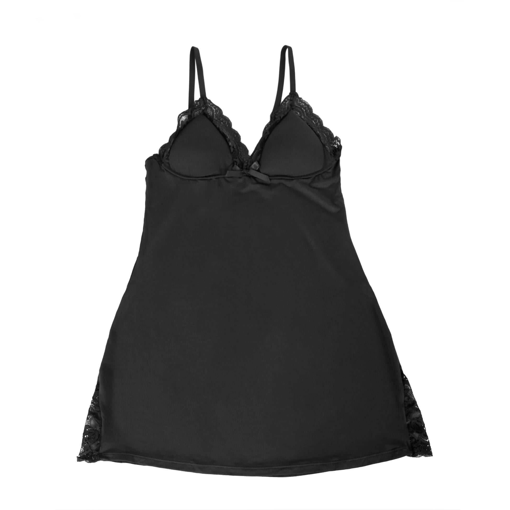 Black Sexy Modal Lace Bow Suspender Nightdress