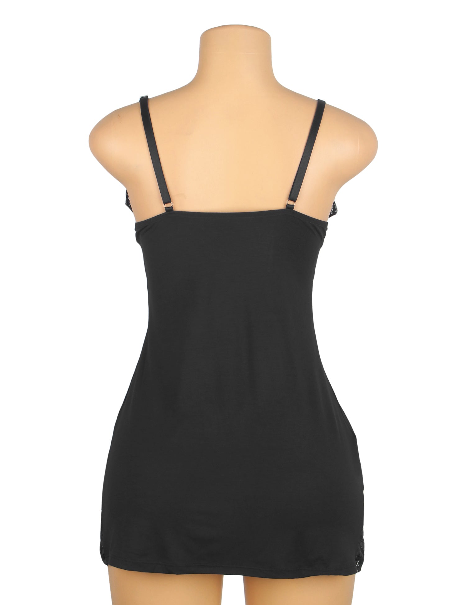 Black Sexy Modal Lace Bow Suspender Nightdress