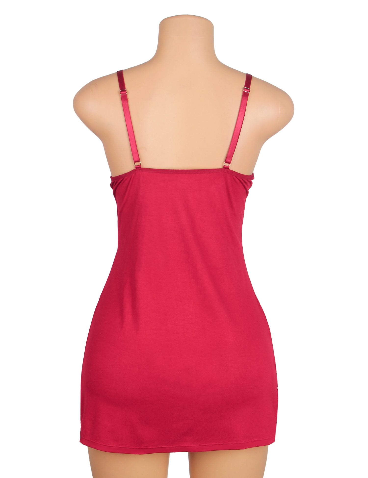 Burgundy	 Sexy Modal Lace Bow Suspender Nightdress