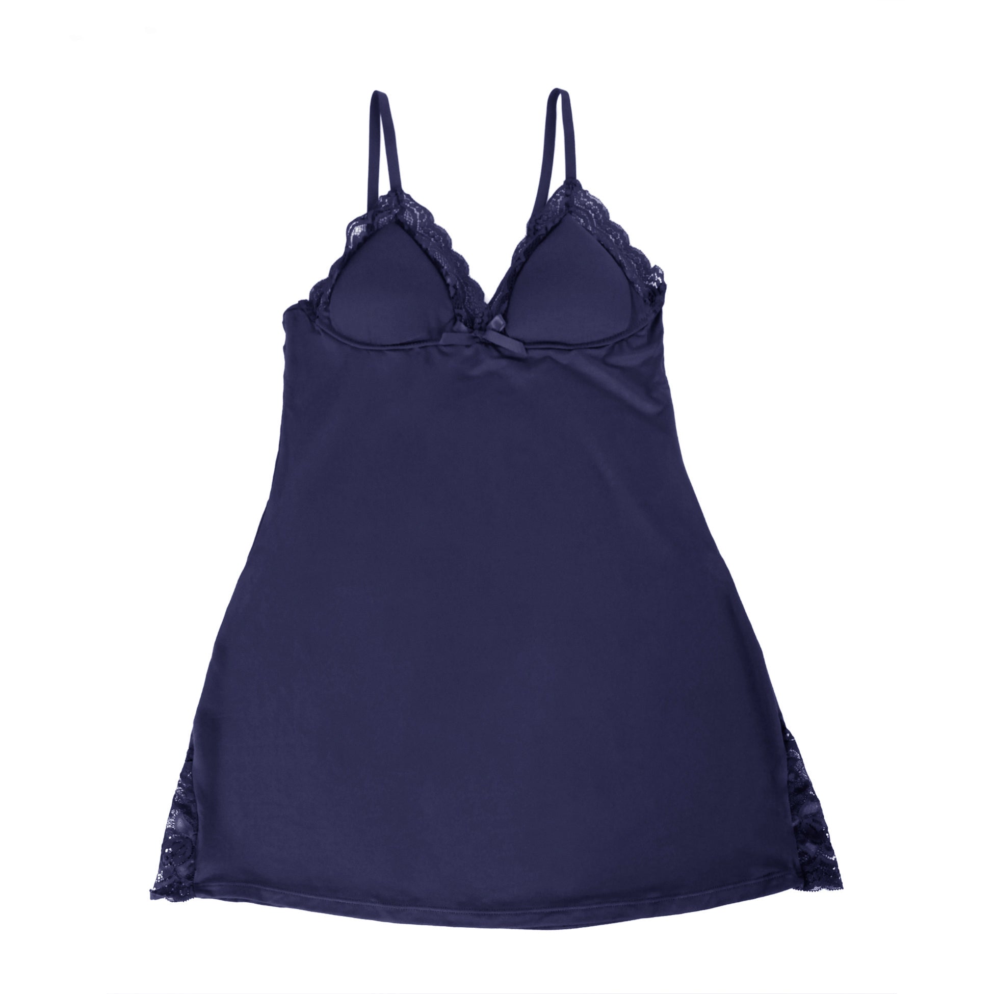 Blue	 Sexy Modal Lace Bow Suspender Nightdress