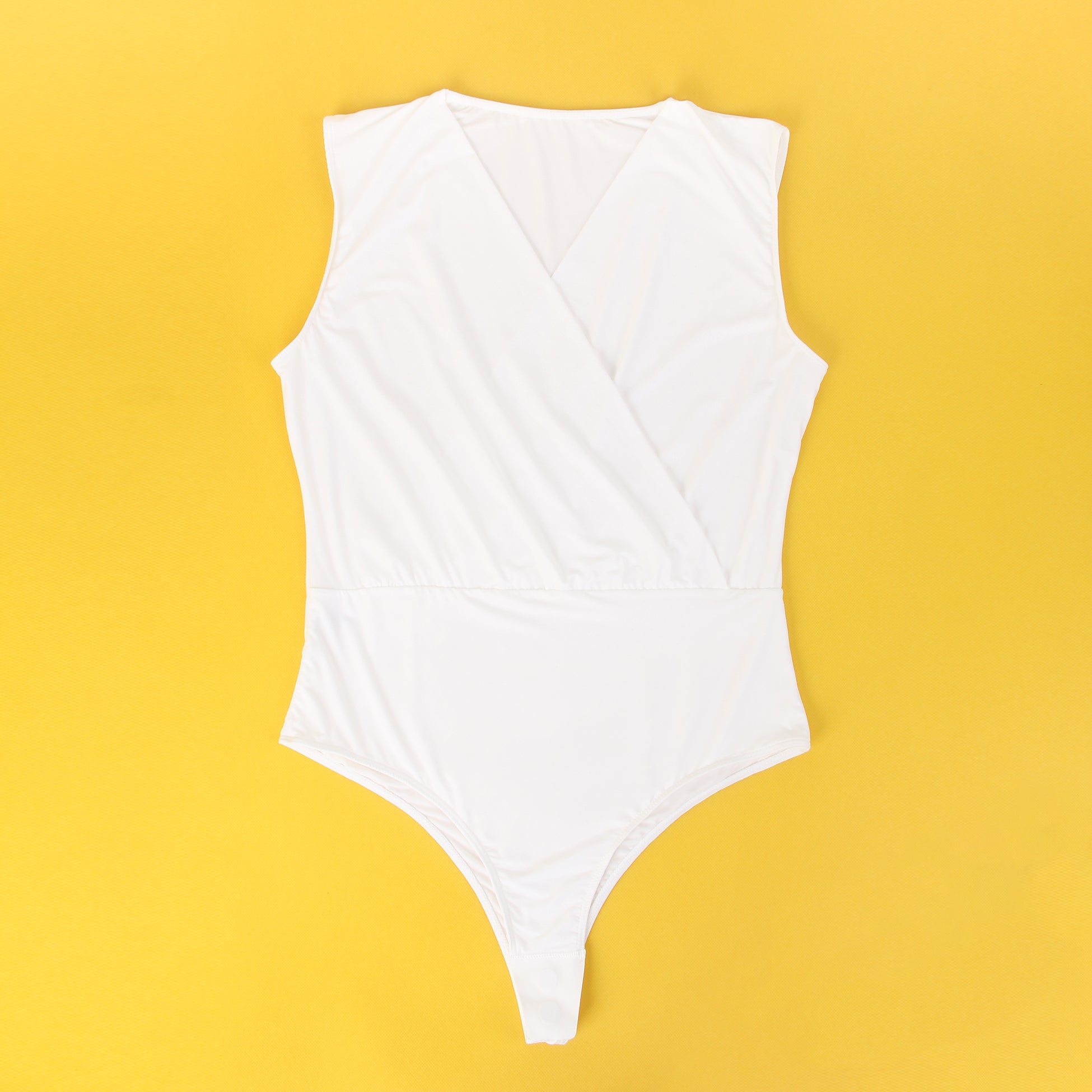 White Sexy Swim Cloth Deep V Neck Sleeveless Open Crotch Bodysuit