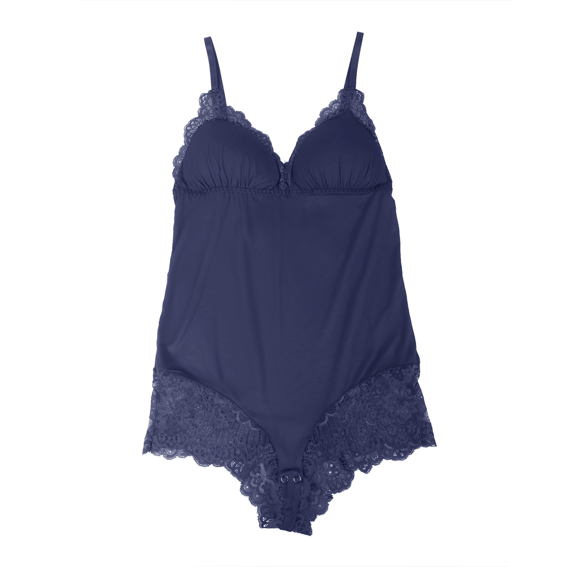 Blue Sexy Modal Lace Crotchless Bodysuit