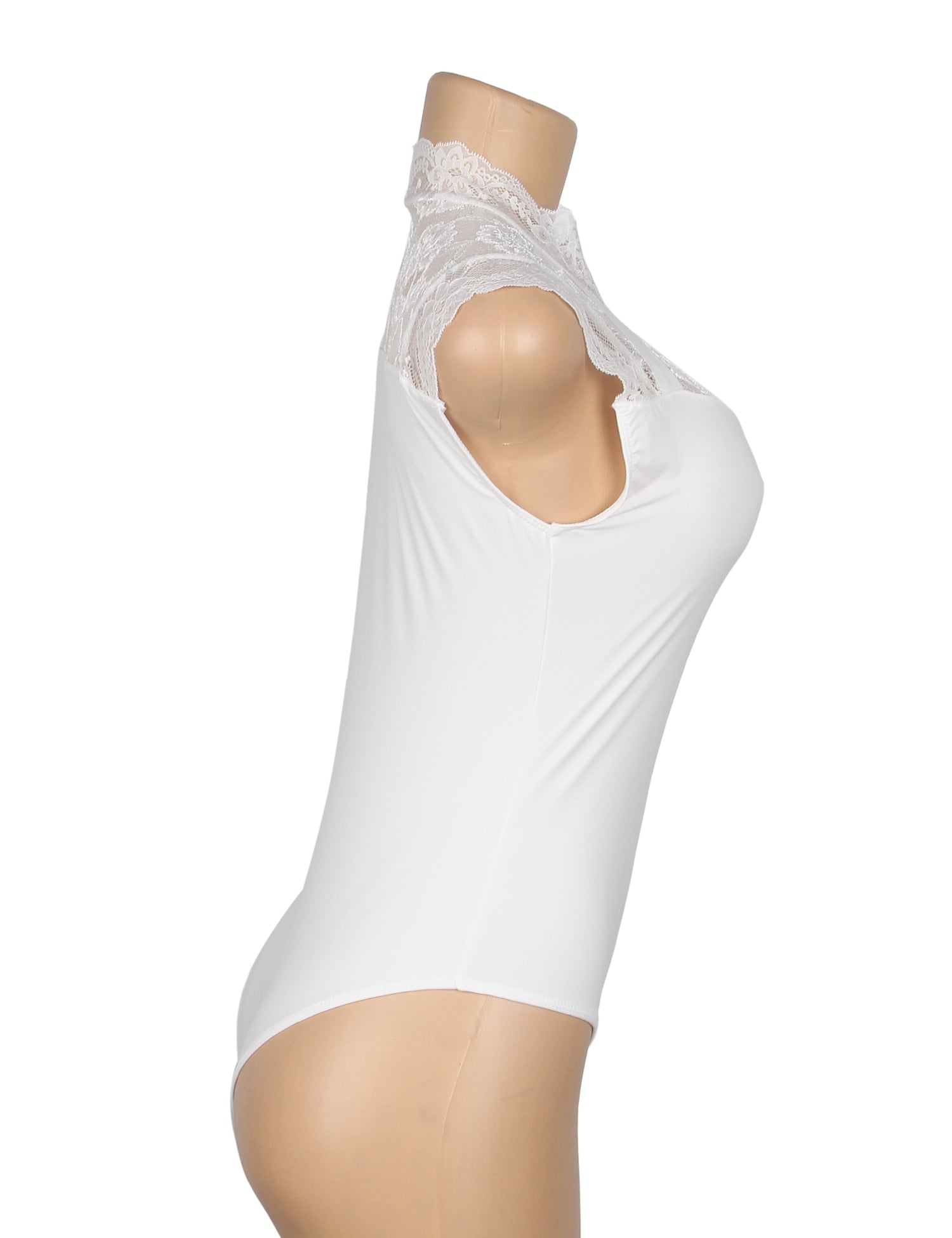 White Sexy Swim Cloth Lace Sleeveless Open Crotch Bodysuit