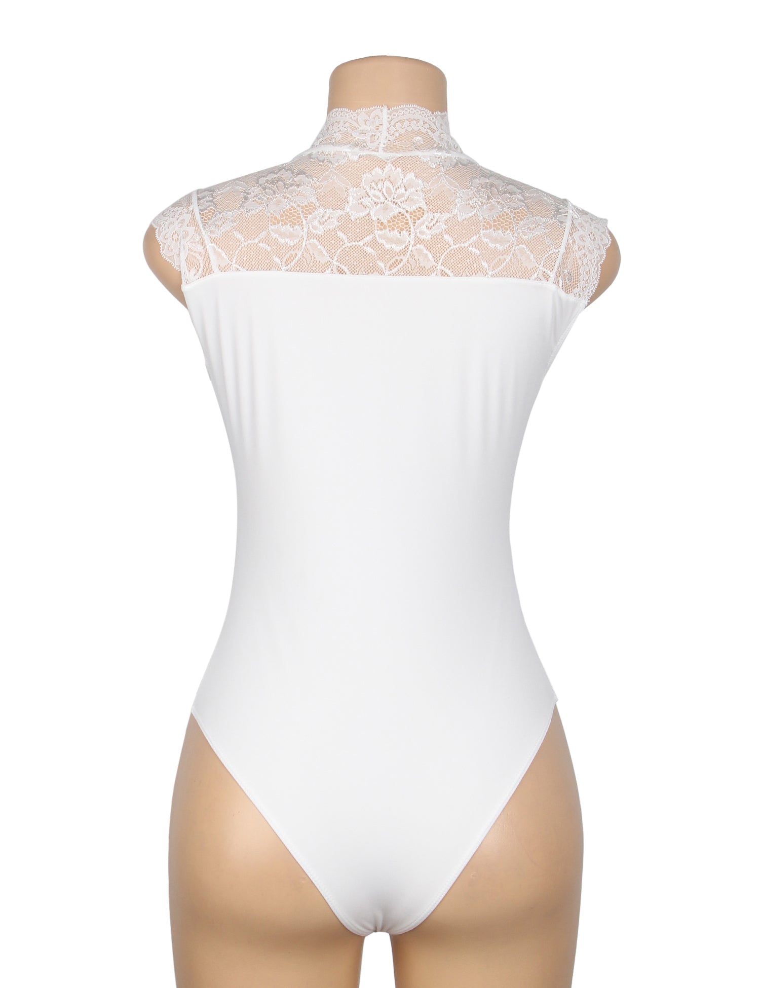 White Sexy Swim Cloth Lace Sleeveless Open Crotch Bodysuit