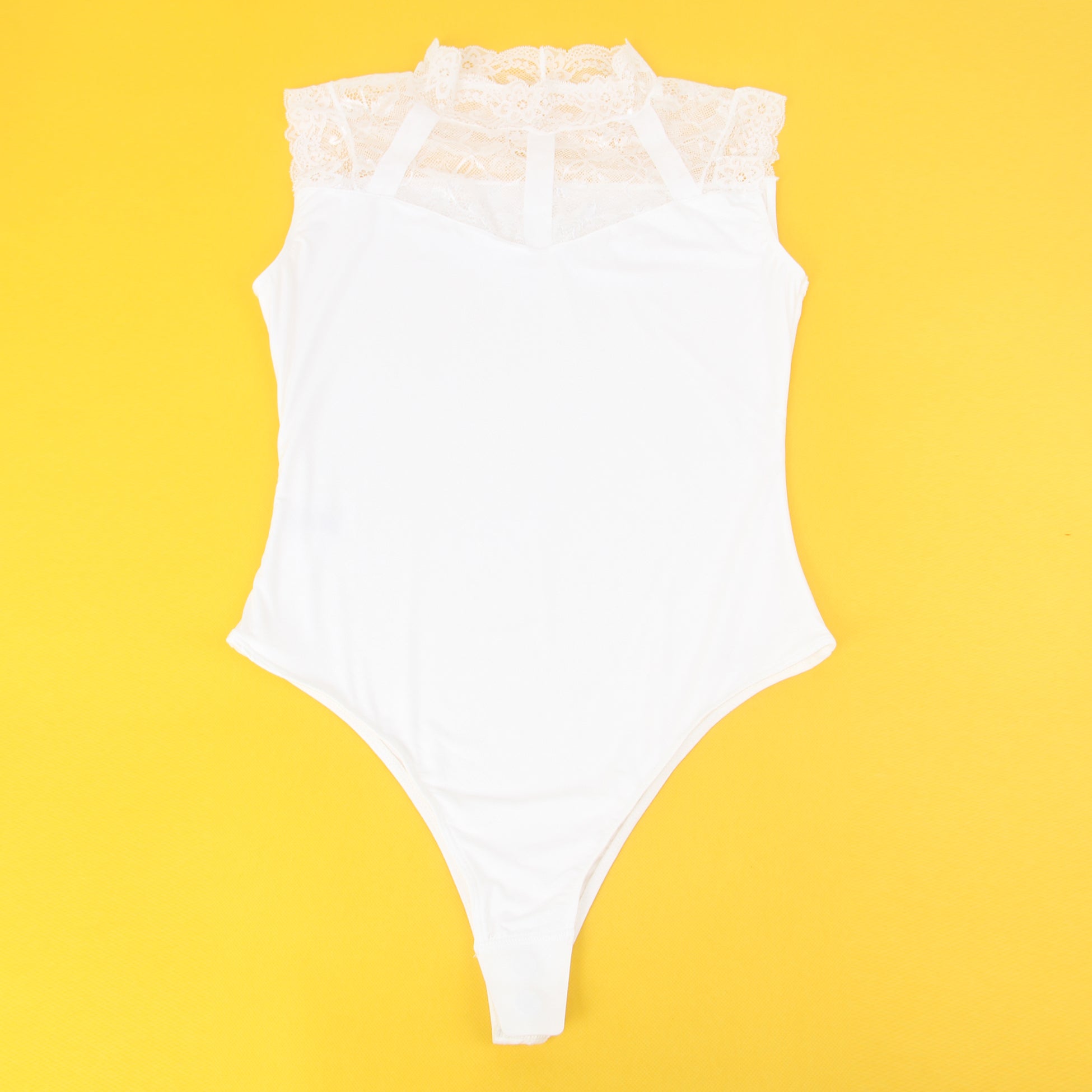 White Sexy Swim Cloth Lace Sleeveless Open Crotch Bodysuit