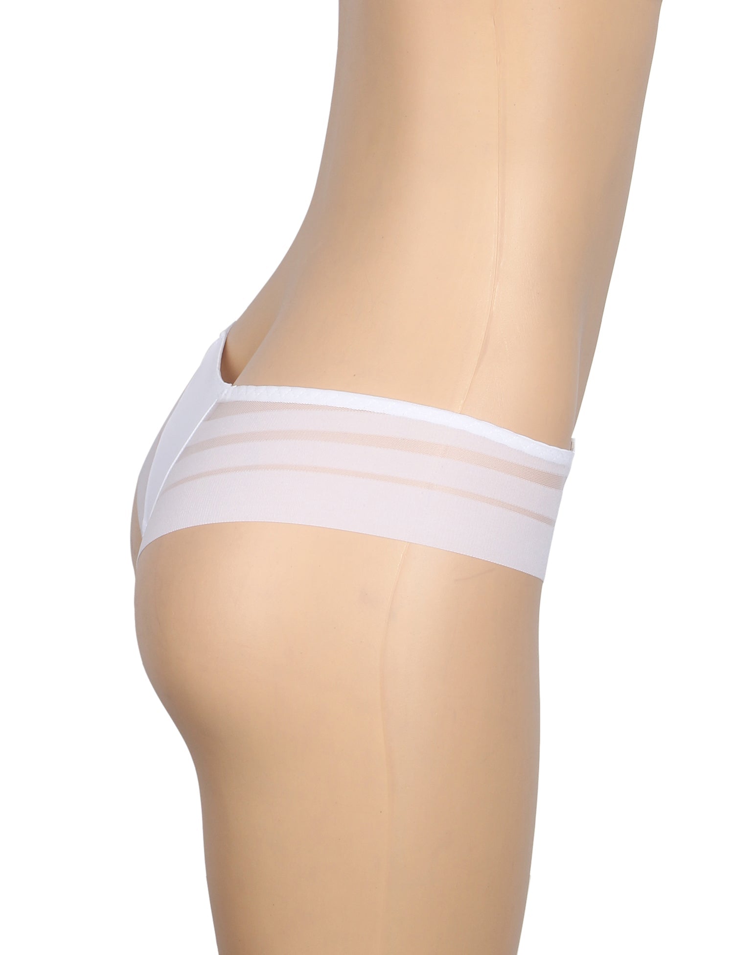 White Sexy Striped Mesh Patchwork Swimming Fabric Women's Panties