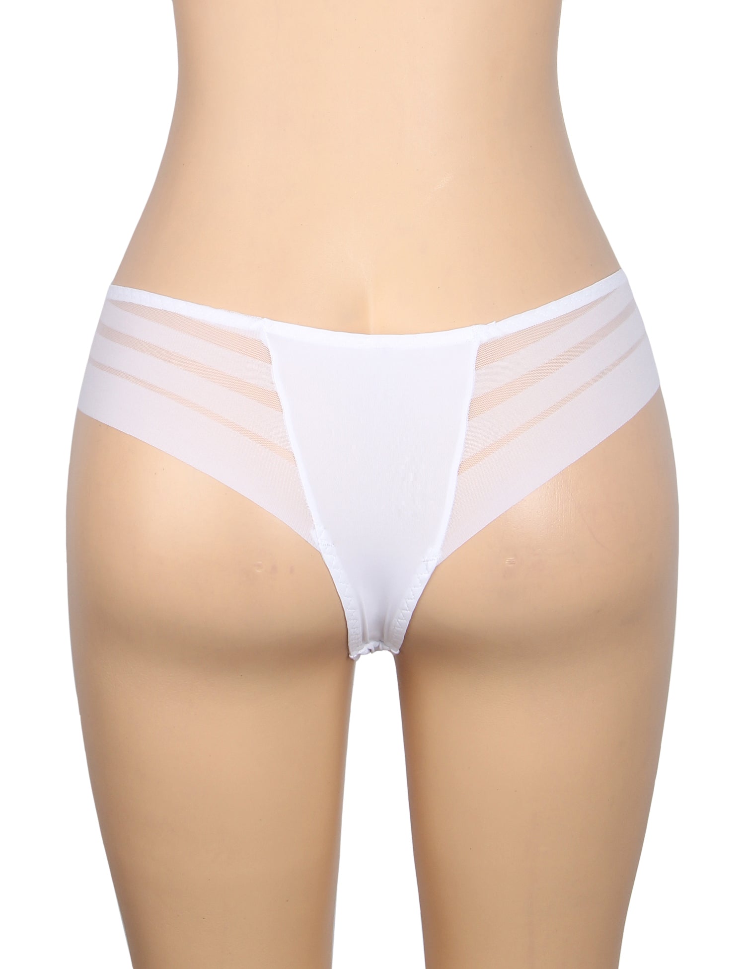 White Sexy Striped Mesh Patchwork Swimming Fabric Women's Panties