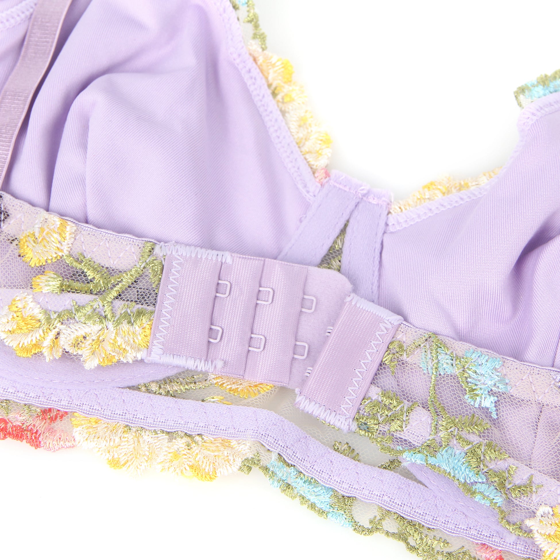 Purple Sexy Mesh Floral Embroidery Bra Set