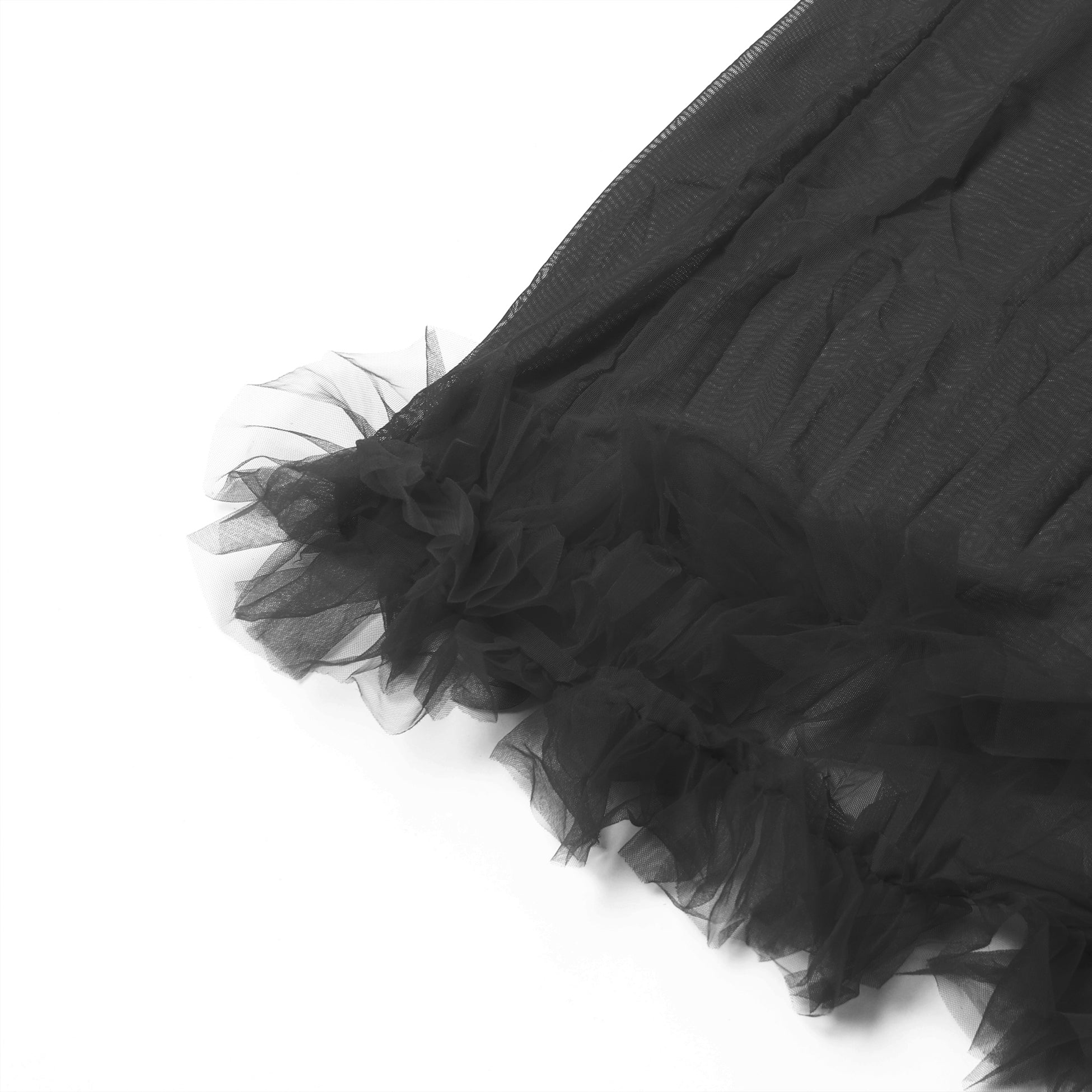Black Sexy Mesh Ruffled Long Robe With Belt