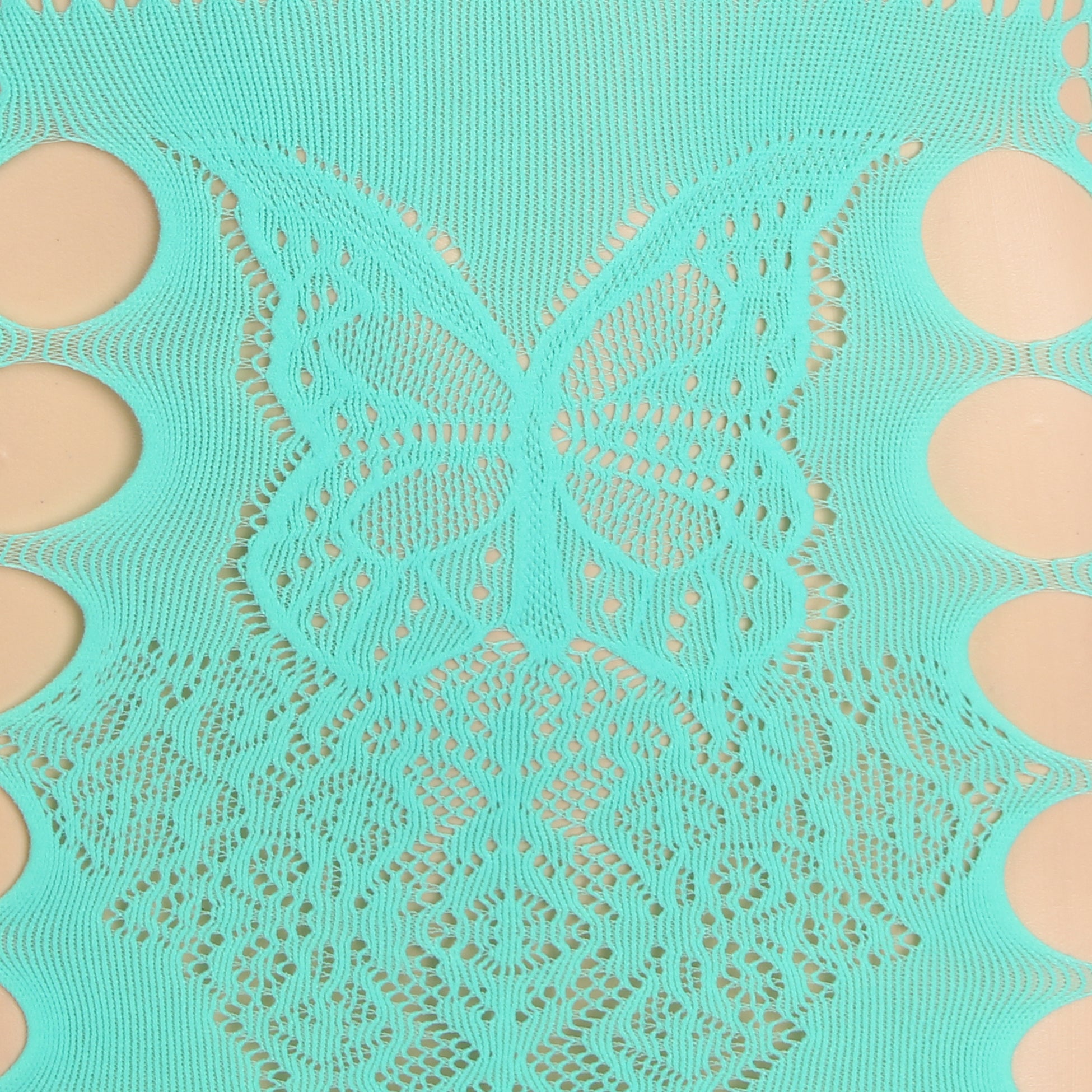 Cyan Sexy Jacquard Hollow Out Halter Bodystocking Dress