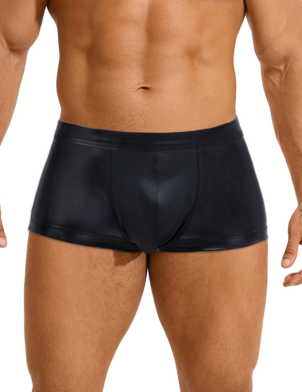 Black Sexy PU Leather Hip Hollow Men Boxer