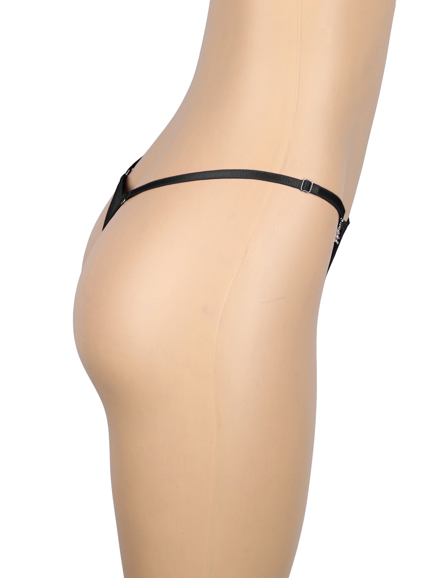 Black Sexy Lace Ribbon Bow Buckles Waist Adjustable Women Thong