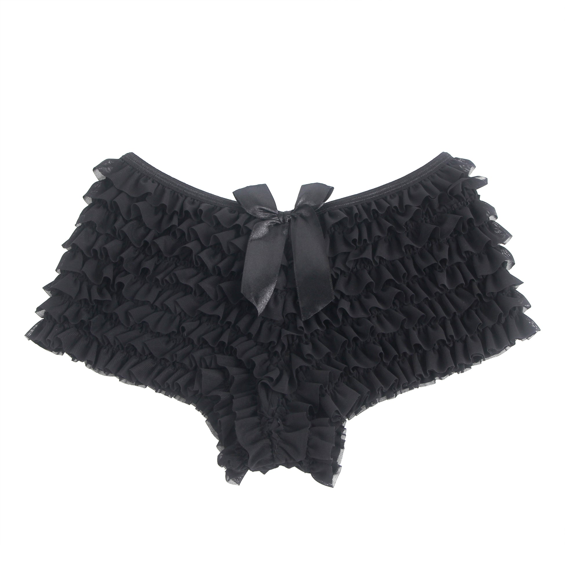 Black Sexy Mesh Swimsuit Cloth Ruffled Women Underwear With Bow