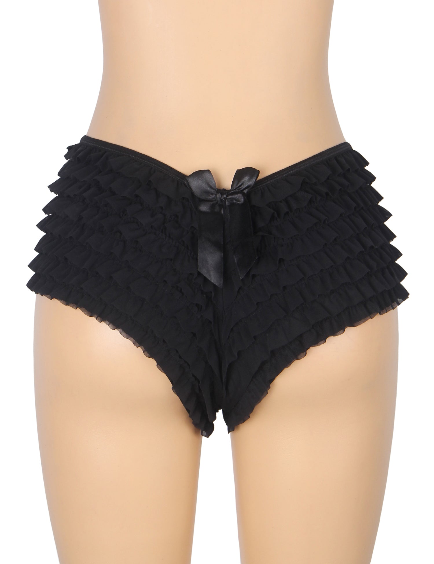 Black Sexy Mesh Swimsuit Cloth Ruffled Women Underwear With Bow