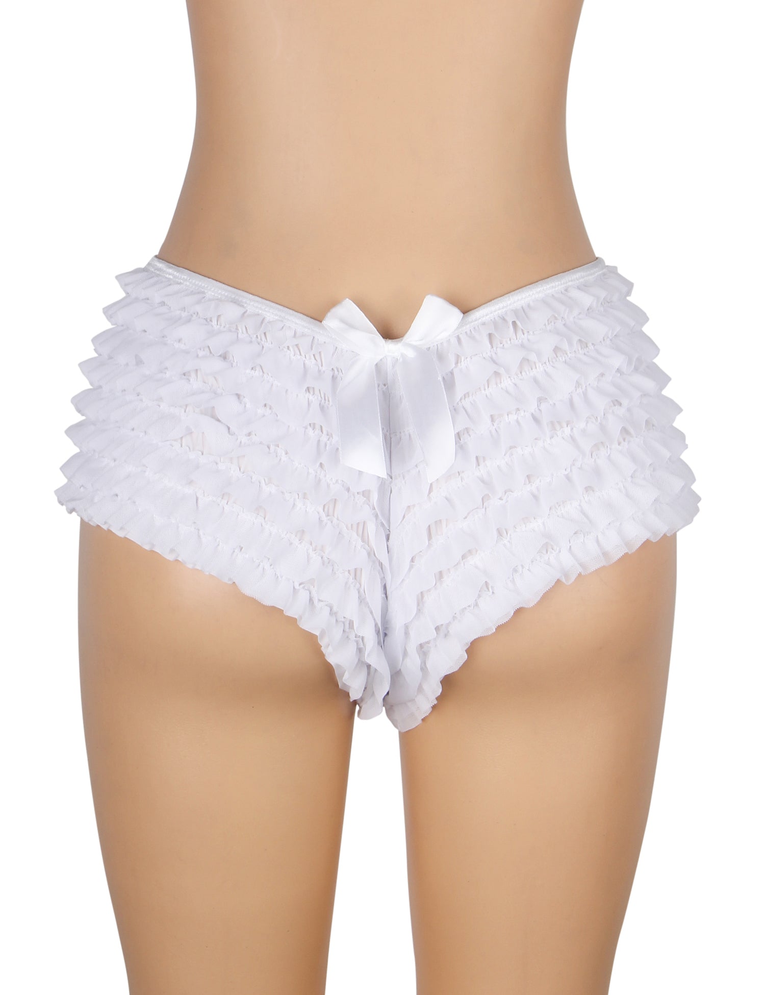 White Sexy Mesh Swimsuit Cloth Ruffled Women Underwear With Bow