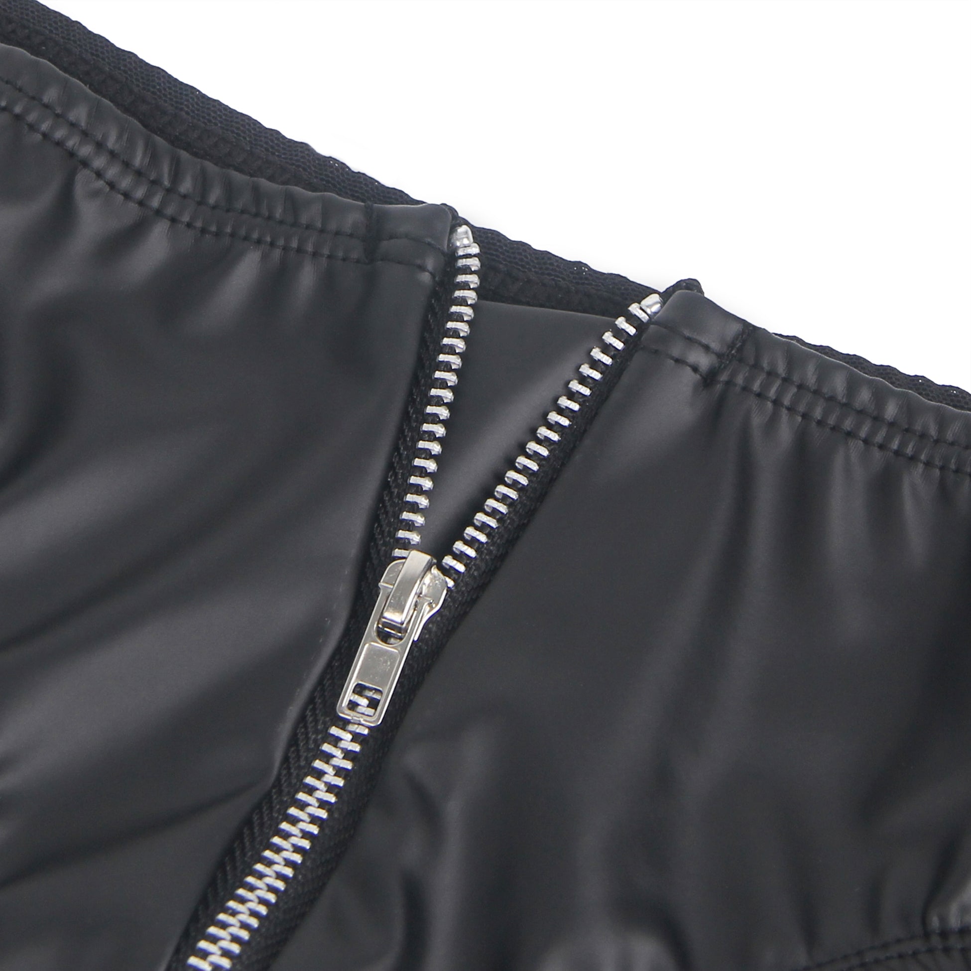 Black Sexy PU Leather Mesh Zipper Women Underwear