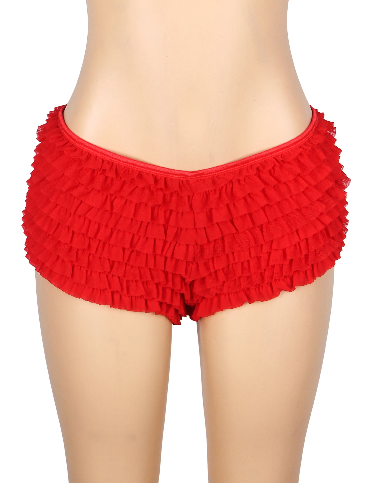 Red Sexy Mesh Swimsuit Cloth Ruffled Women Underwear With Bow