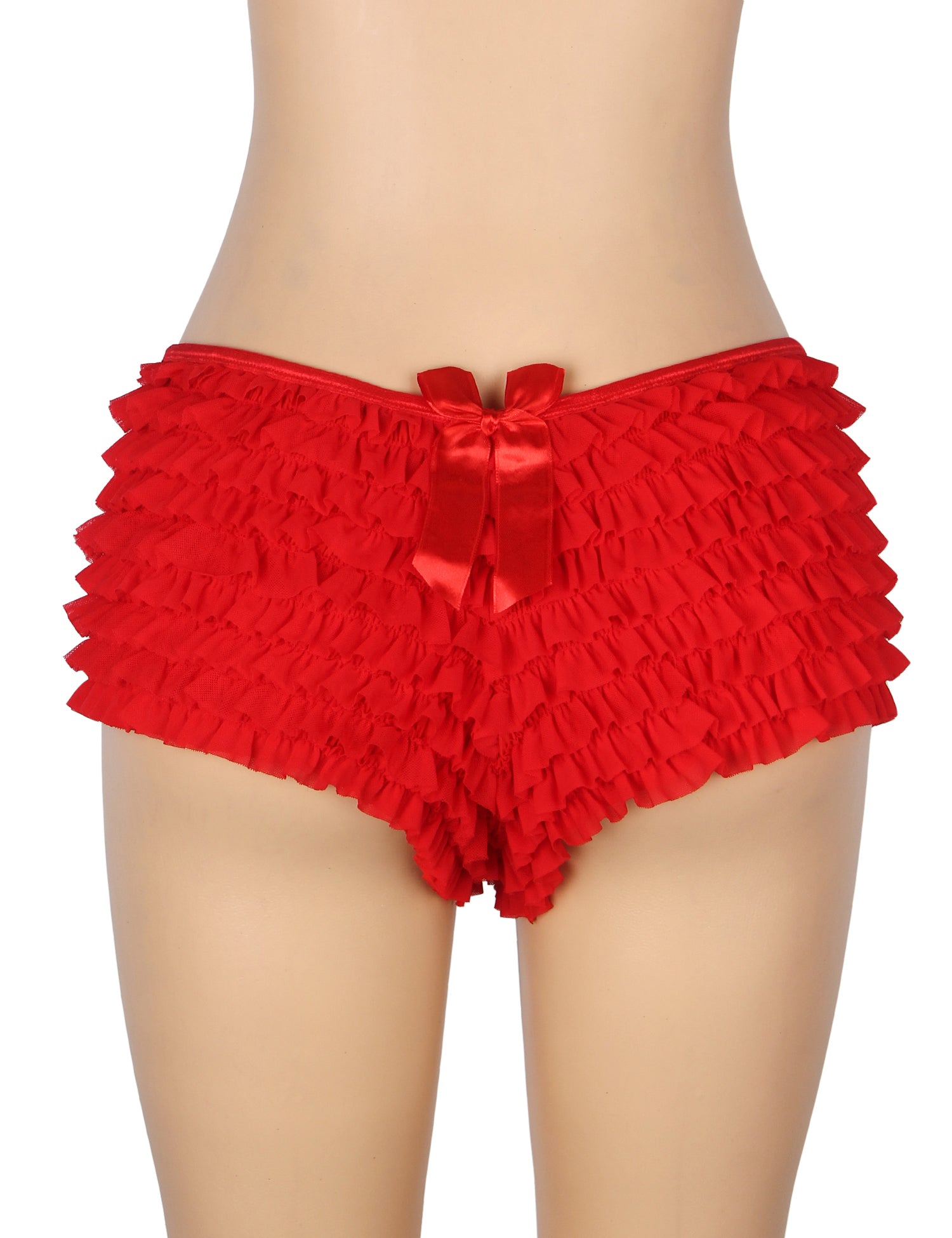 Red Sexy Mesh Swimsuit Cloth Ruffled Women Underwear With Bow