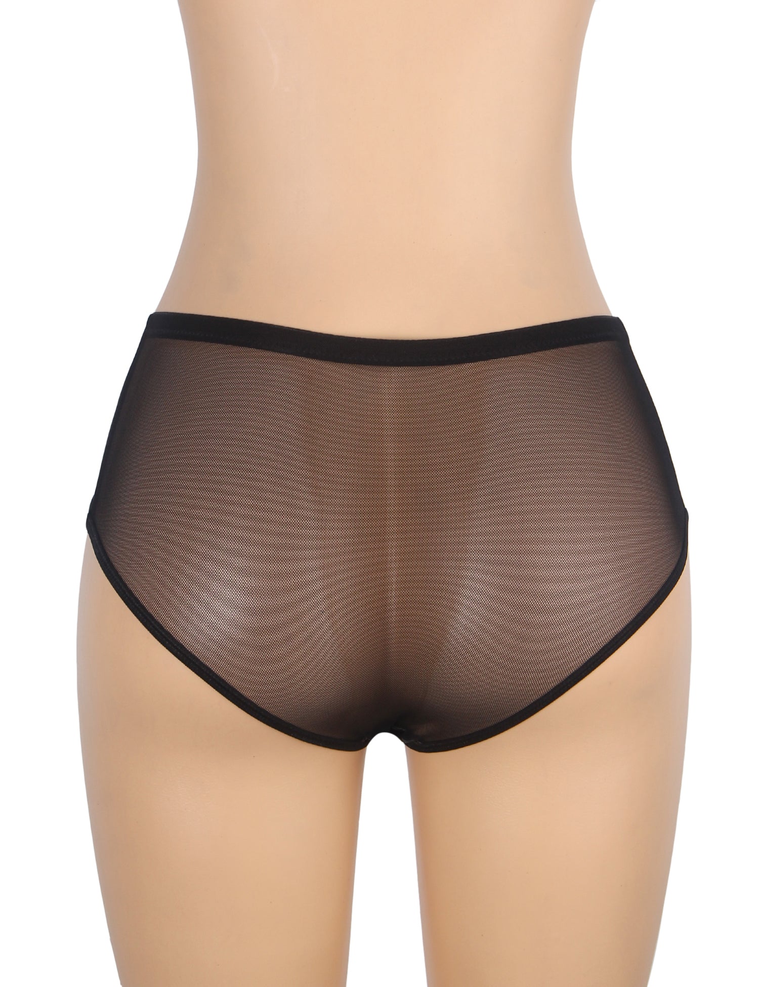 Black Sexy PU Leather Mesh Rivet Women Underwear