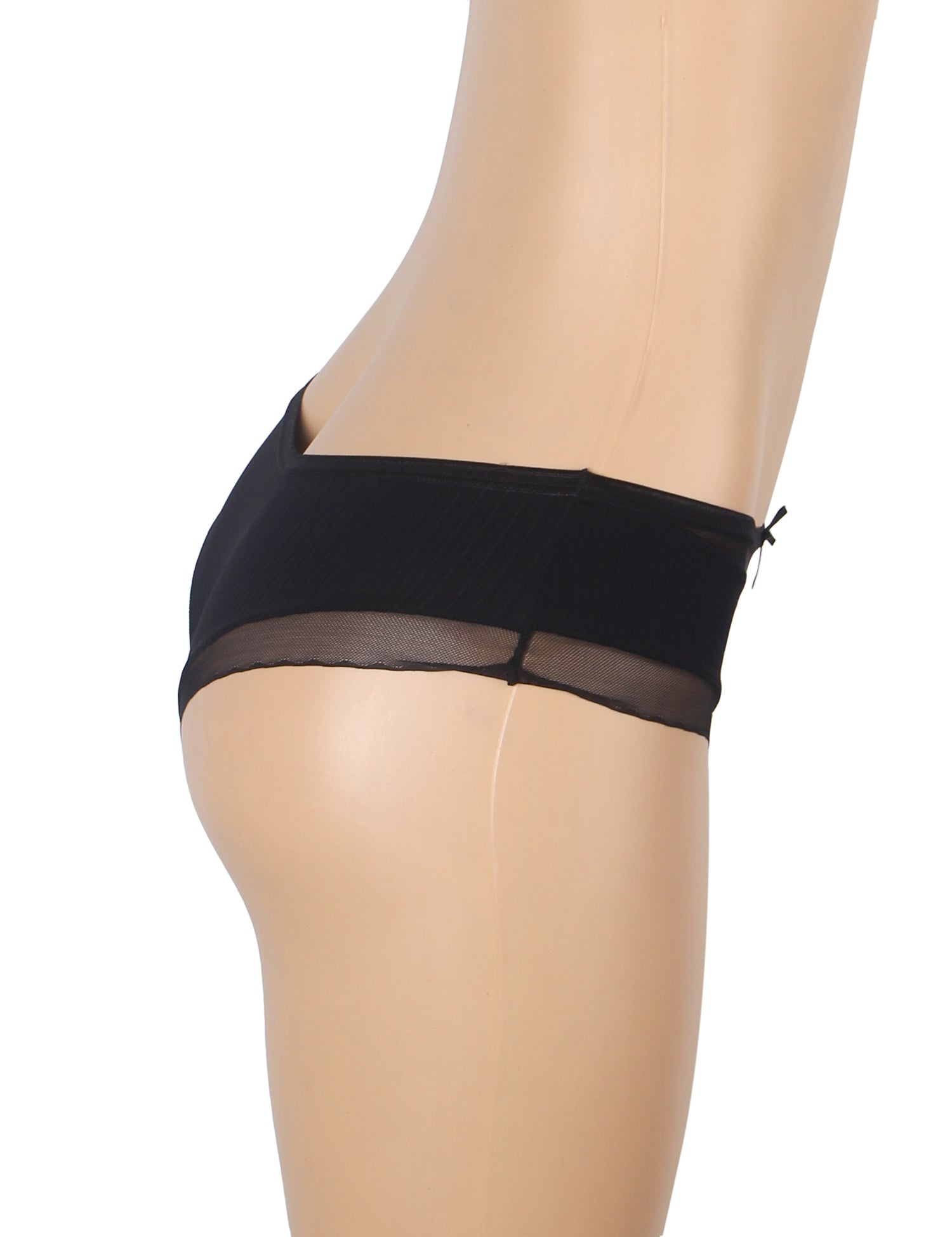 Black Sexy Striped Fabric And Mesh Bow Women Underwear