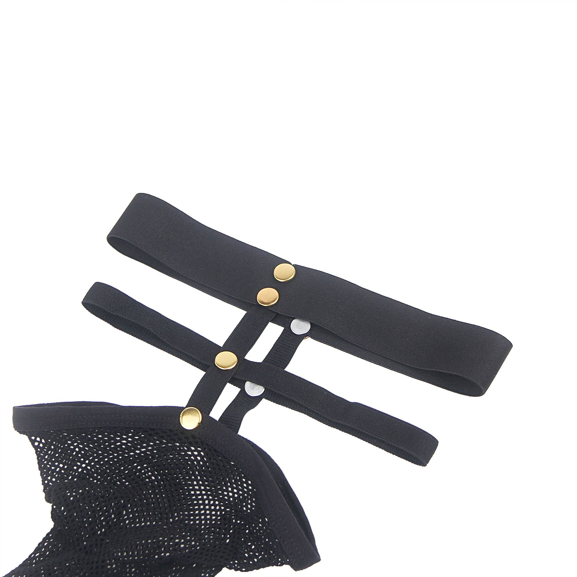 Black Sexy Small Mesh Elastic Rivet Fishnet Stockings