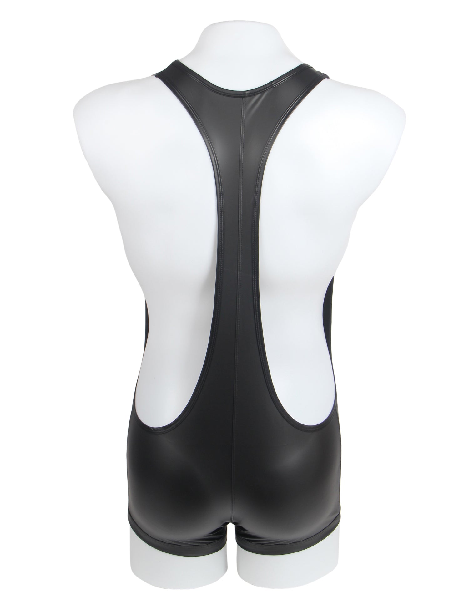 Black Sexy PU Leather Men Bodysuit Underwear