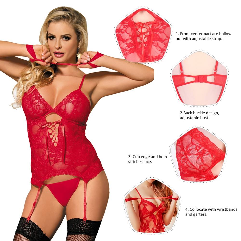 On Sale Red Teddy With Lace Handcuff