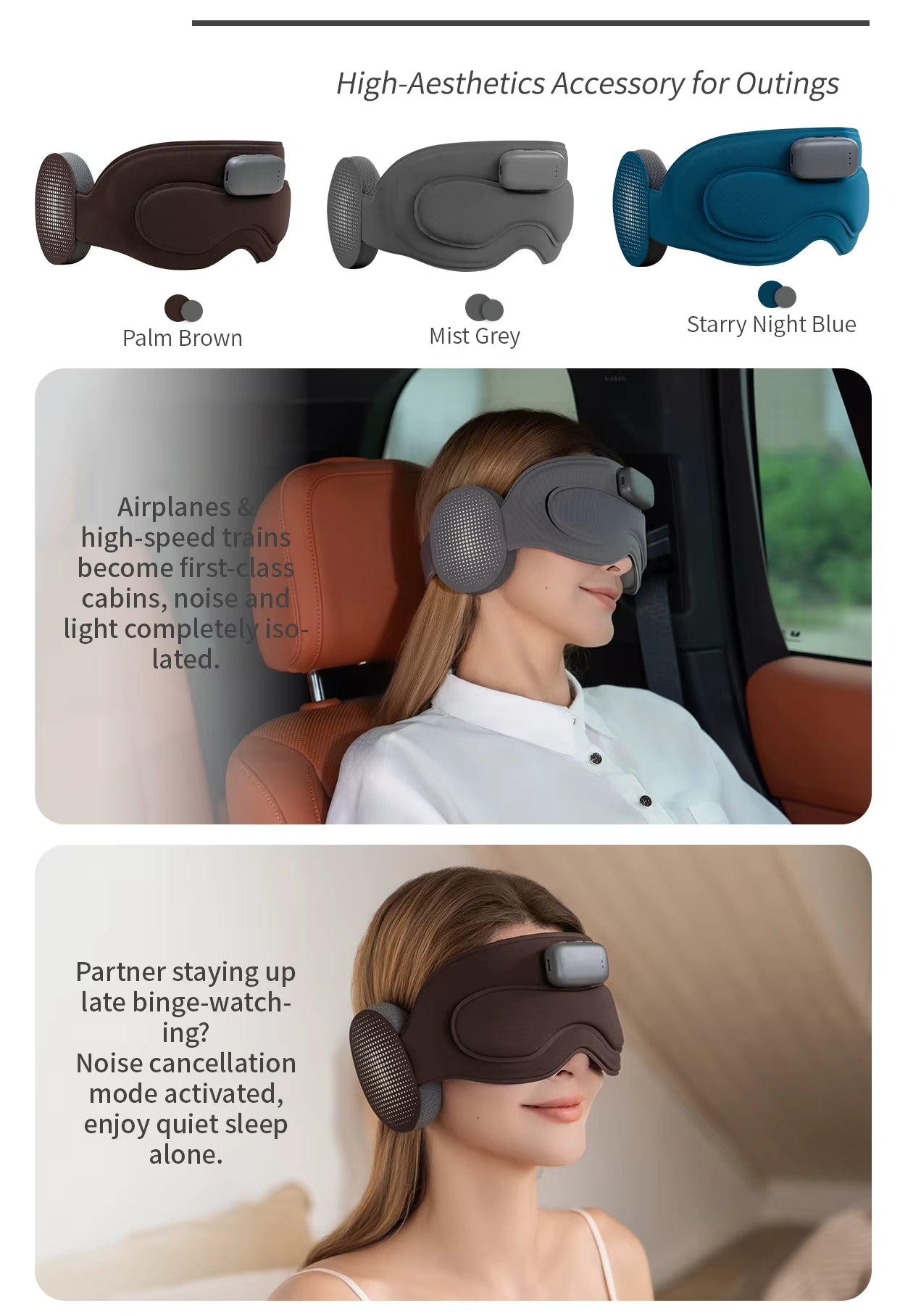 Grey Intelligent Sleep Mask with AI Technology, Eye Massage and Heat Regulation - TeaseFashion