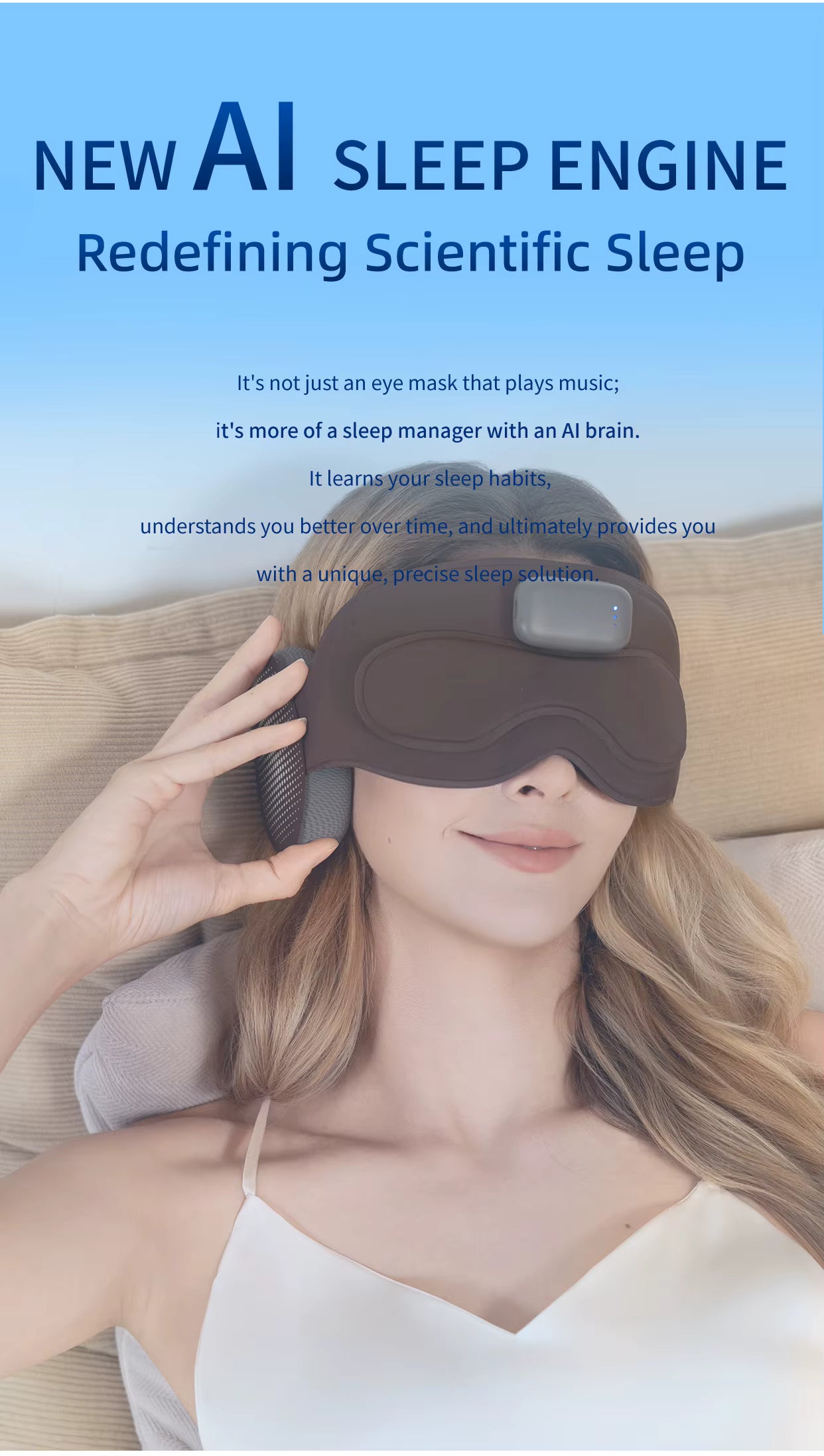 Grey Intelligent Sleep Mask with AI Technology, Eye Massage and Heat Regulation - TeaseFashion