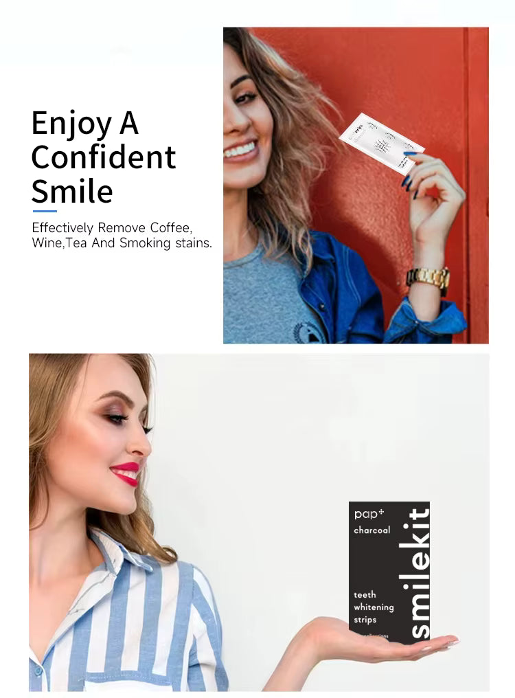 PAP Charcoal Teeth Whitening Strips Sensitive Teeth Cleaning Fast Stain Removal - TeaseFashion