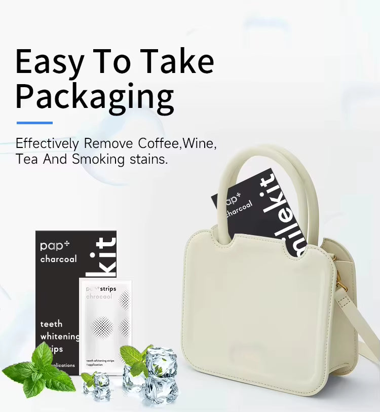 PAP Charcoal Teeth Whitening Strips Sensitive Teeth Cleaning Fast Stain Removal - TeaseFashion