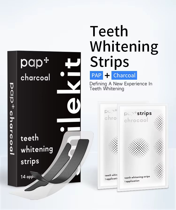 PAP Charcoal Teeth Whitening Strips Sensitive Teeth Cleaning Fast Stain Removal - TeaseFashion