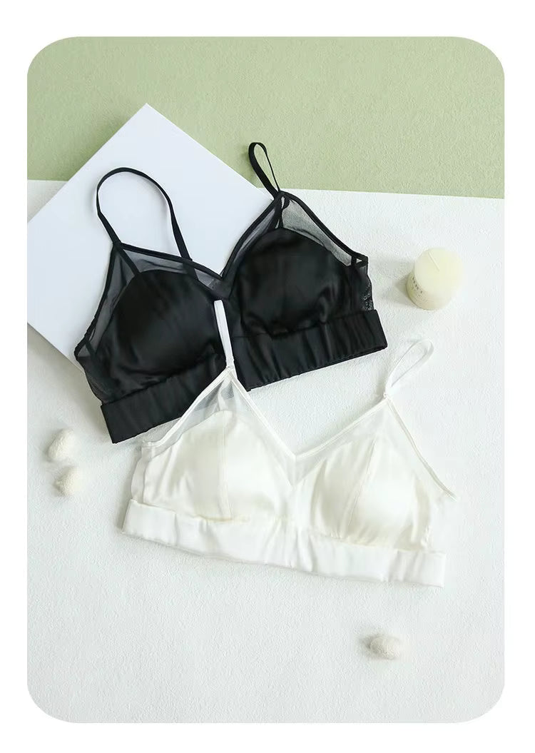 Black Silk Lingerie Bra - TeaseFashion