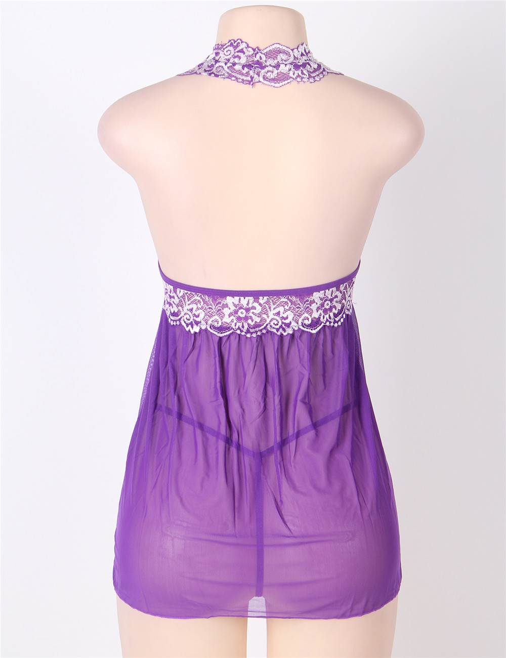 Purple Floral Halter Plus Size Babydoll