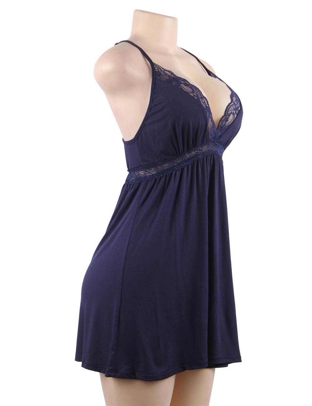 Stretchy Nightdress Deep V-neck Modal Sleepwear  with G String